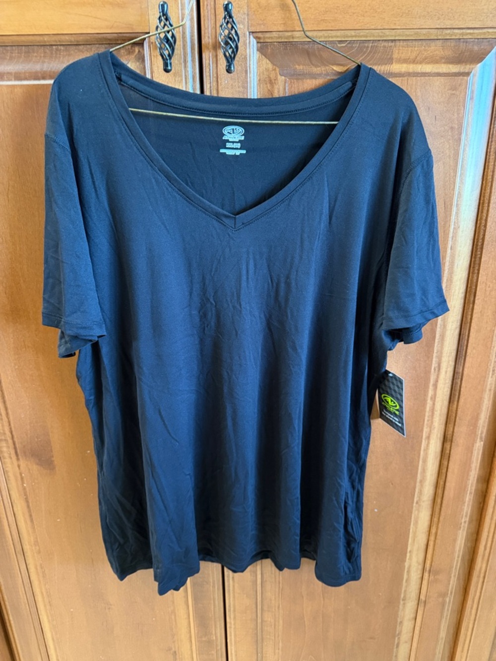 Athletic Works Black Crew Neck Tee with White Logo